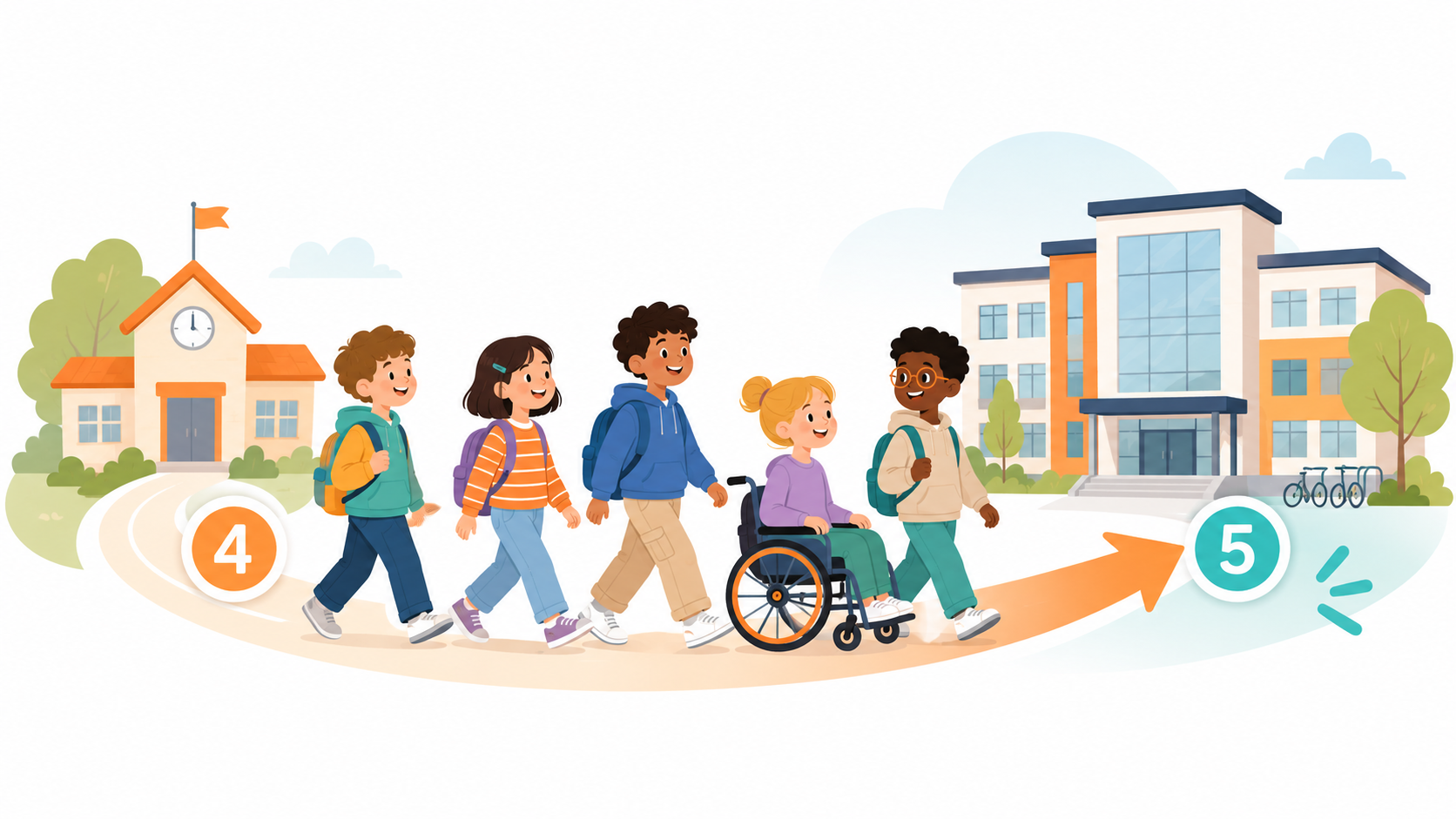 Illustration zum Übergang von Klasse 4 zu Klasse 5